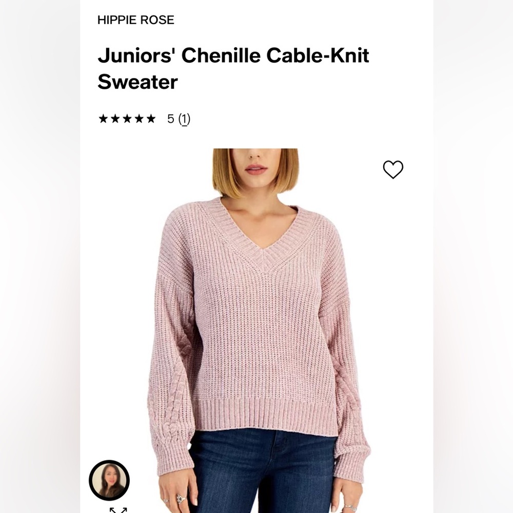 Hippie Rose Juniors Chenille Cable-Knit Sweater